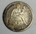 1887-P Seated Liberty Silver Dime (reverse residue), U.S. Type 10c Coin