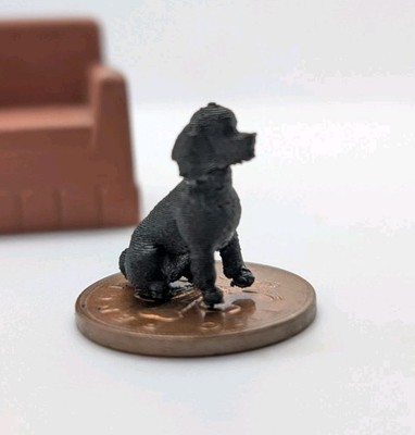 Schwarzer Pudel Skulptur Miniatur, kleiner Tortenaufleger, 2 cm hoch, Kunststoff
