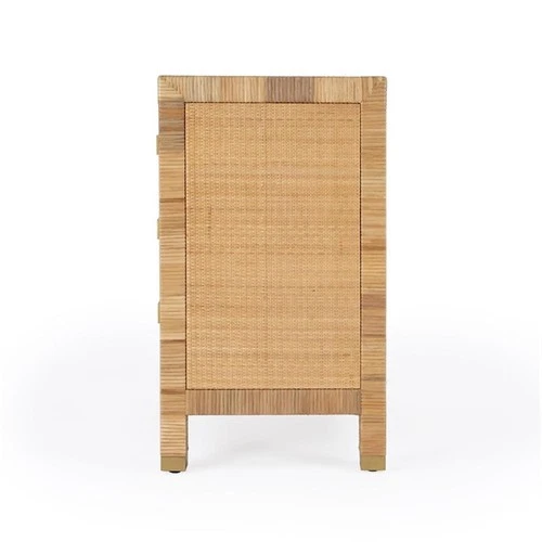 Corfu 3 Drawer Natural And White  Raffia And Wood Chest - Picture 3 of 10