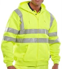 Beeswift Essential Hi-Vis Zipped Hoodie Saturn Yellow Size XXXL