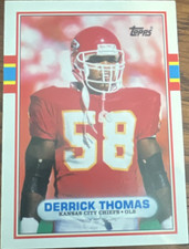 Topps 1989 Traded Derrick Thomas #90T Rookie Kansas City Chiefs Football Card. rookie card picture