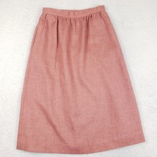 Vintage Evan-Picone Pink Linen Blend A-Line Midi Skirt Pockets Made in USA 10