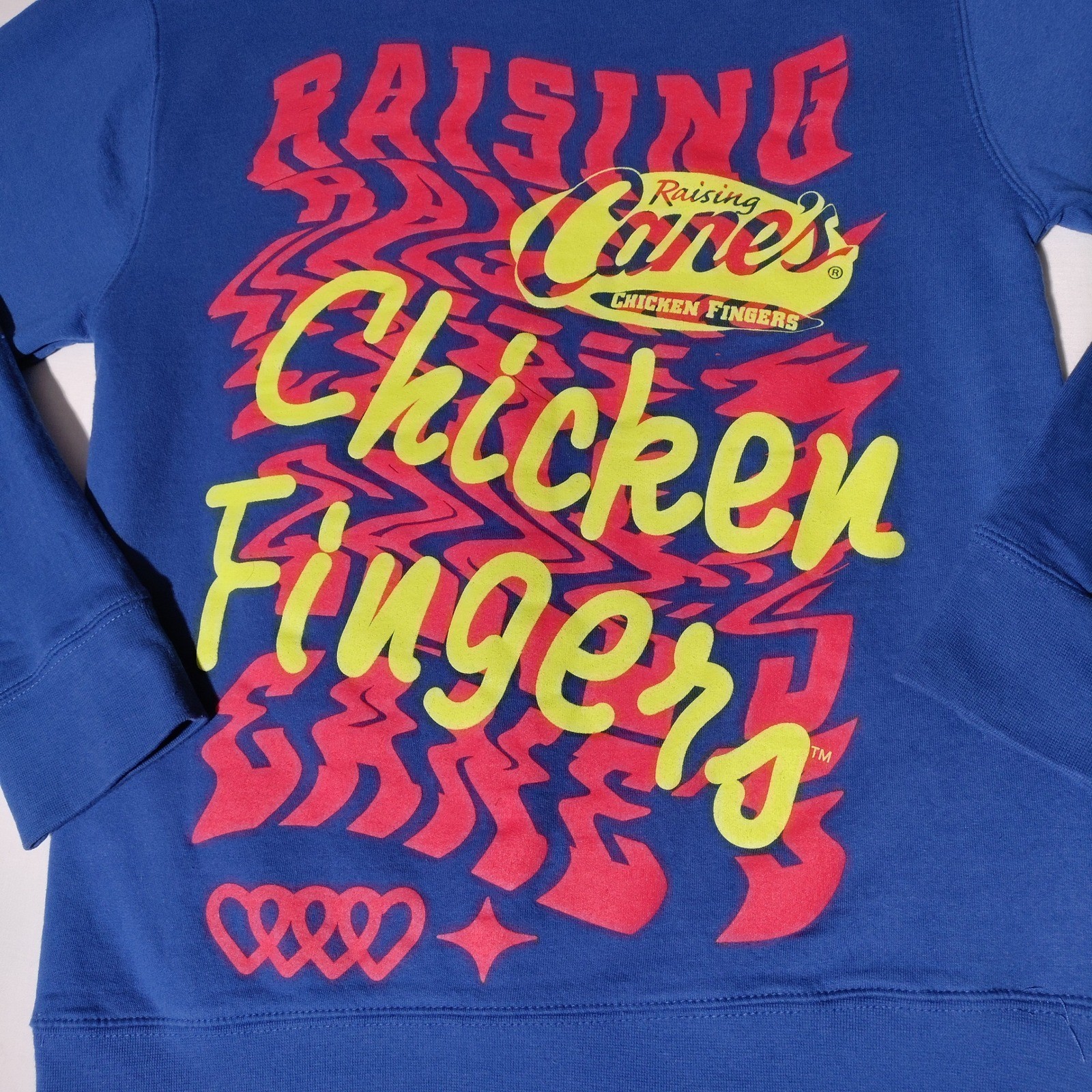 Raising Canes Chicken Fingers Hoodie Blue Pullover Sweatshirt Small - Imperfect