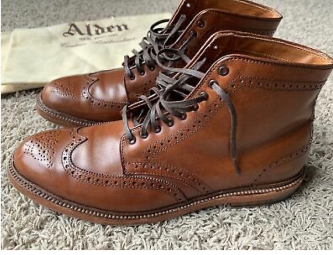 Alden 44618 Dark Tan Calfskin Wing Tip Boot