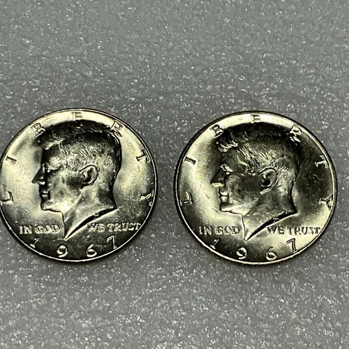 Lot 2 Kennedy Half Dollar 40 % Silver 1967 Uncirculated Free SH