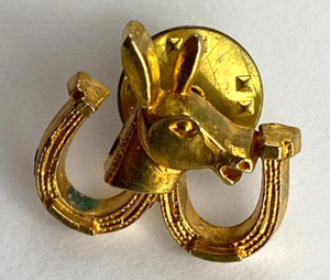 Gulf Oil 1960 Lapel Pin Horseshoe and Donkey Political Collectible Democrats NOS