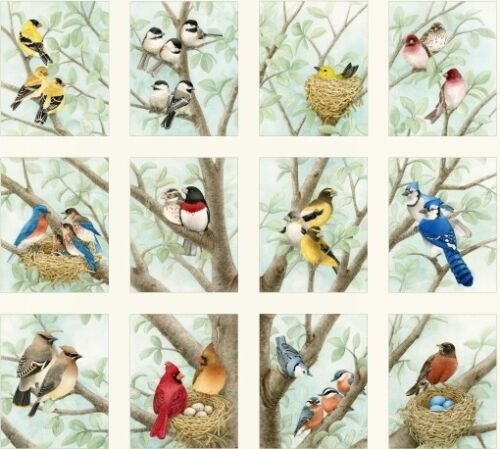 23" Panel z tkaniny - Elizabeth's Studio Beautiful Bird Blocks Cream - 4309 Cream - Zdjęcie 1 z 1