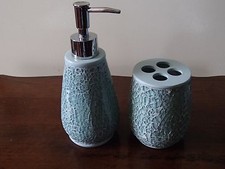 2 pc Bathroom Set Soap/Lotion Pump Toothbrush Holder