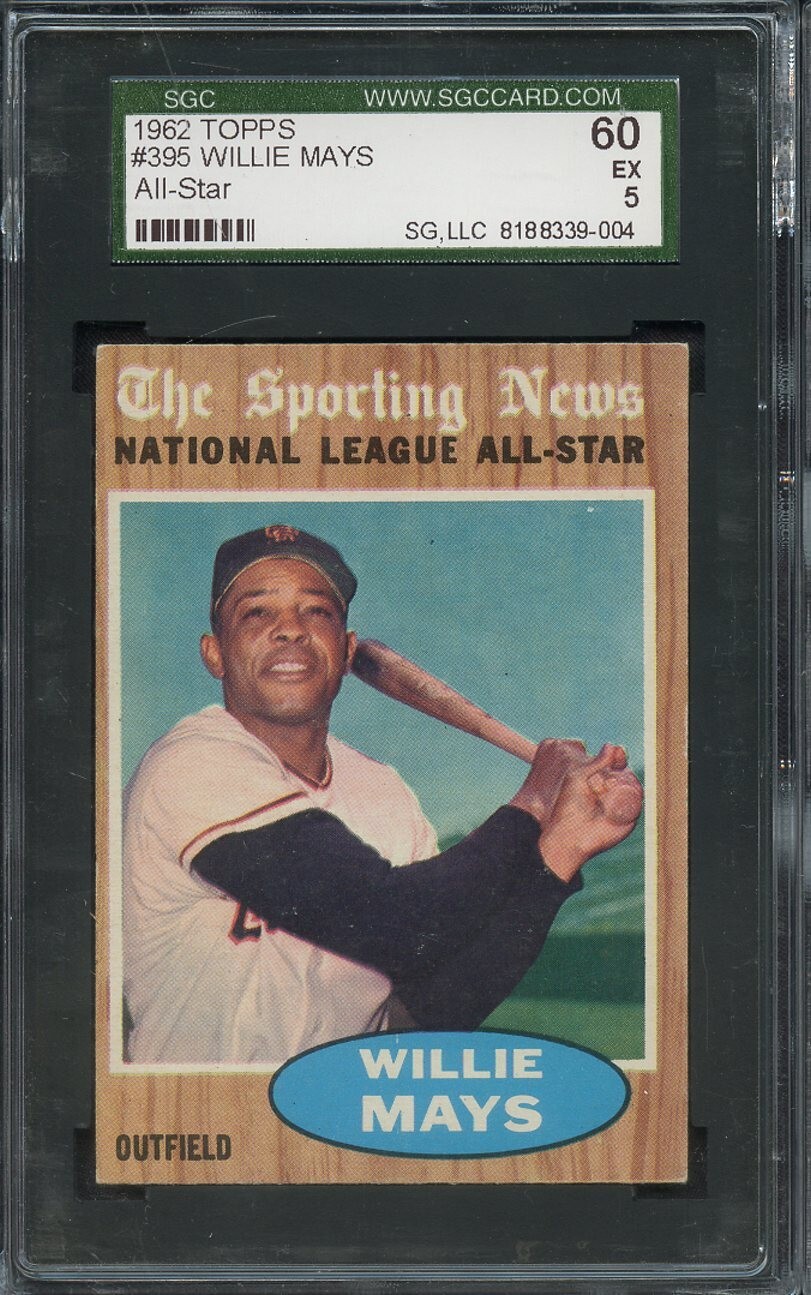 1962 Topps #395 Willie Mays All Star SGC EX 5