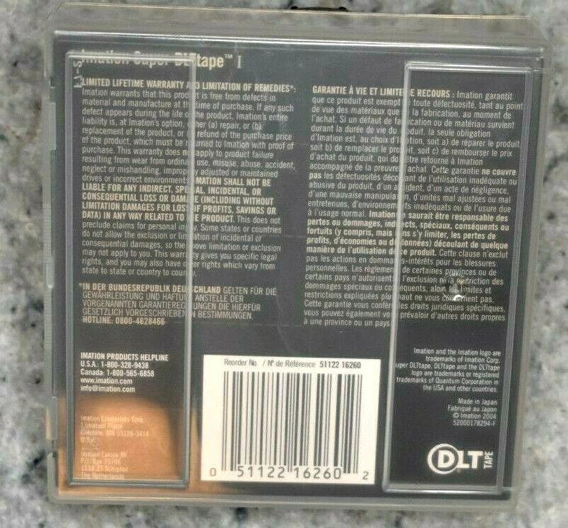 IMATION 16260 SUPER DLT TAPE I 160/320GB - NUEVO (C20B2) Foto 3 de 4