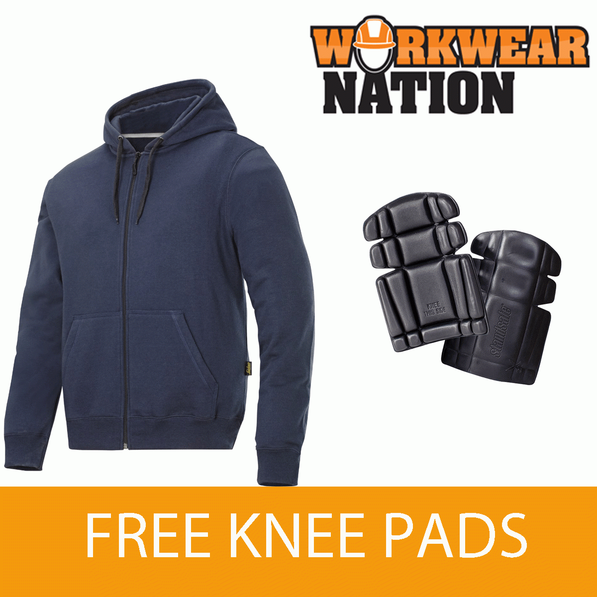 Snickers 2801 Full Zip Hooded Work schweißhemd - kostenlos KNEE PADS - NAVY Blau Snickers 2801 Full Zip Hooded Work schweißhemd - kostenlos KNEE PADS - NAVY Blau