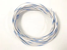 18 GAUGE AWG  PRIMARY WIRE 100 FT  COPPER POWER GROUND MTW WHITE W/ BLUE STRIPE