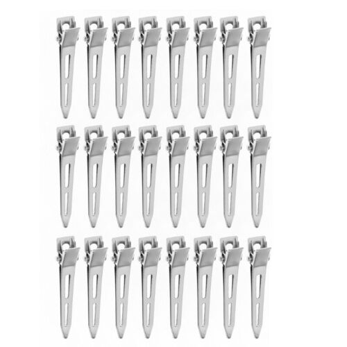 24Pcs Single Prong Curl Duckbill Hair Clips Silver Sectioning Alligator Hairpins - Picture 1 of 11