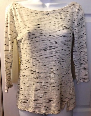 New Anthropologie POSTMARK Shirt Marled Tie Back Top Blouse Gray Keyhole Sz S