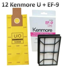 12 Kenmore Upright Vacuum Cleaner Bags Type U O 50688 50690 5068 + EF-9 31150