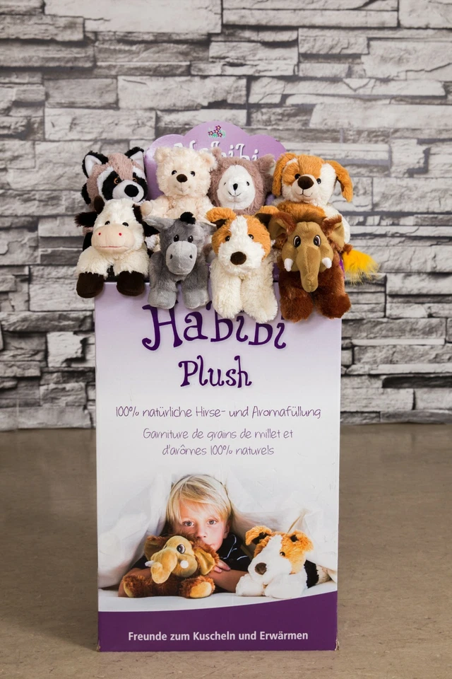 Habibi Plush Wärmetiere Wärmekissen mit und ohne Klettverschluss Muff NEU