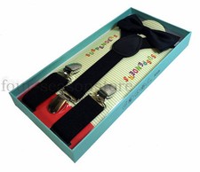 Kids Toddler Black BOXED GIFT Set SUSPENDERS And BOWTIE Matching