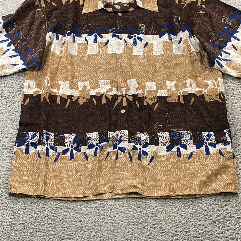 Koman 运动衬衫男式 2XL 夏威夷纽扣部落花卉加勒比复古 — 第 3/4 张图片
