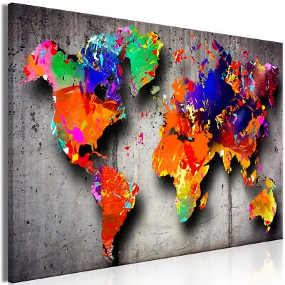 Weltkarte Abstrakt VLIES LEINWAND DEKO BILDER WANDBILDER XXL WOHNZIMMER - Bild 1 von 3