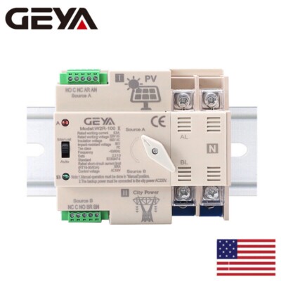 GEYA PV Solar Automatic Transfer Switch 2P 63A 110V Solar Inverter To Grid 50Hz