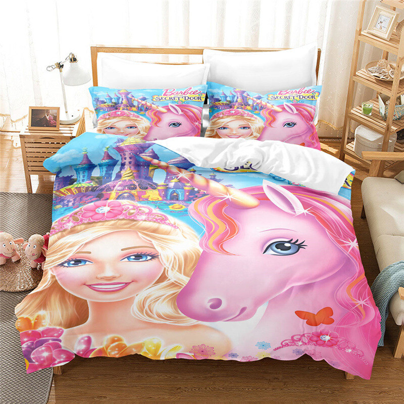 Bedding Cover Barbie Girls Barbie Doll Duvet Quilt Cover