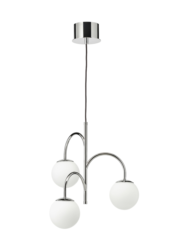 IKEA SIMRISHAMN Pendant Lamp, 3-Armed, Chrome-Plated/Opal White