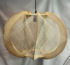 Pendant Light Fixture Java Nature Wood And Beige Hemp Rope 23.6” X 17.7”