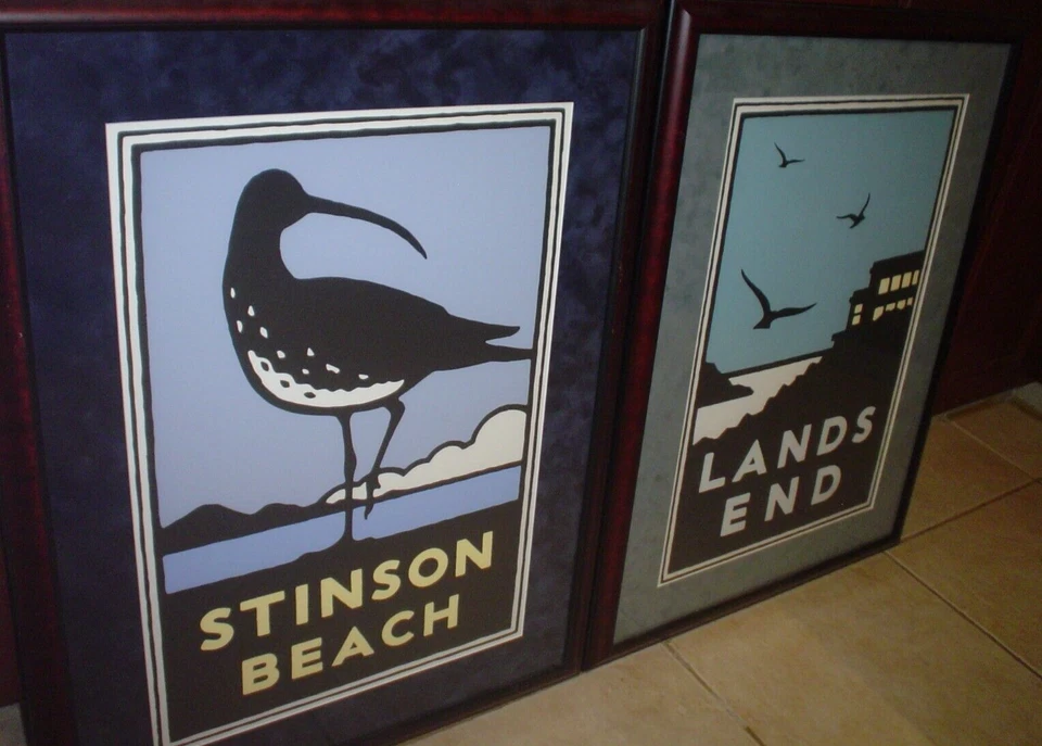 2 плаката с национальными парками Майкла Шваба из Сан-Франциско Stinson Beach Lands End - Изображение 2 из 4