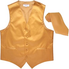 New Men's Formal Tuxedo Vest Waistcoat Necktie gold wedding special occasions