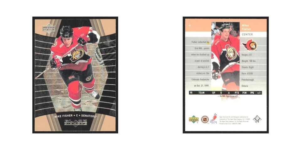 Mike Fisher Rookie 1999 Upper Deck Black Diamond #61 Ottawa Senators NM - Image 3 of 3