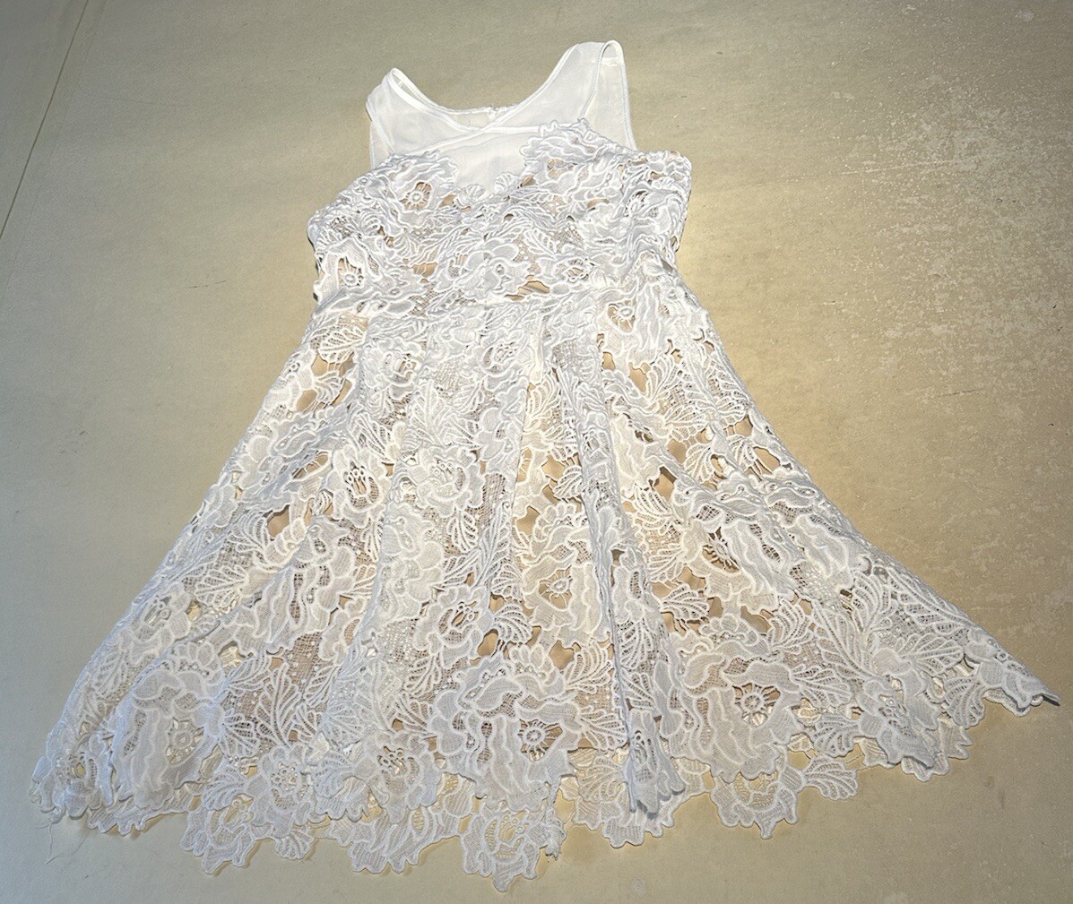 Francesca's Womens White Lace And Chiffon Dress Sz S Pre-owned | eBay