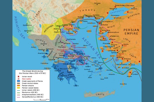 Poster, Many Sizes; Map showing events of first phases of the Greco-Persian wars - 第 1/1 張圖片