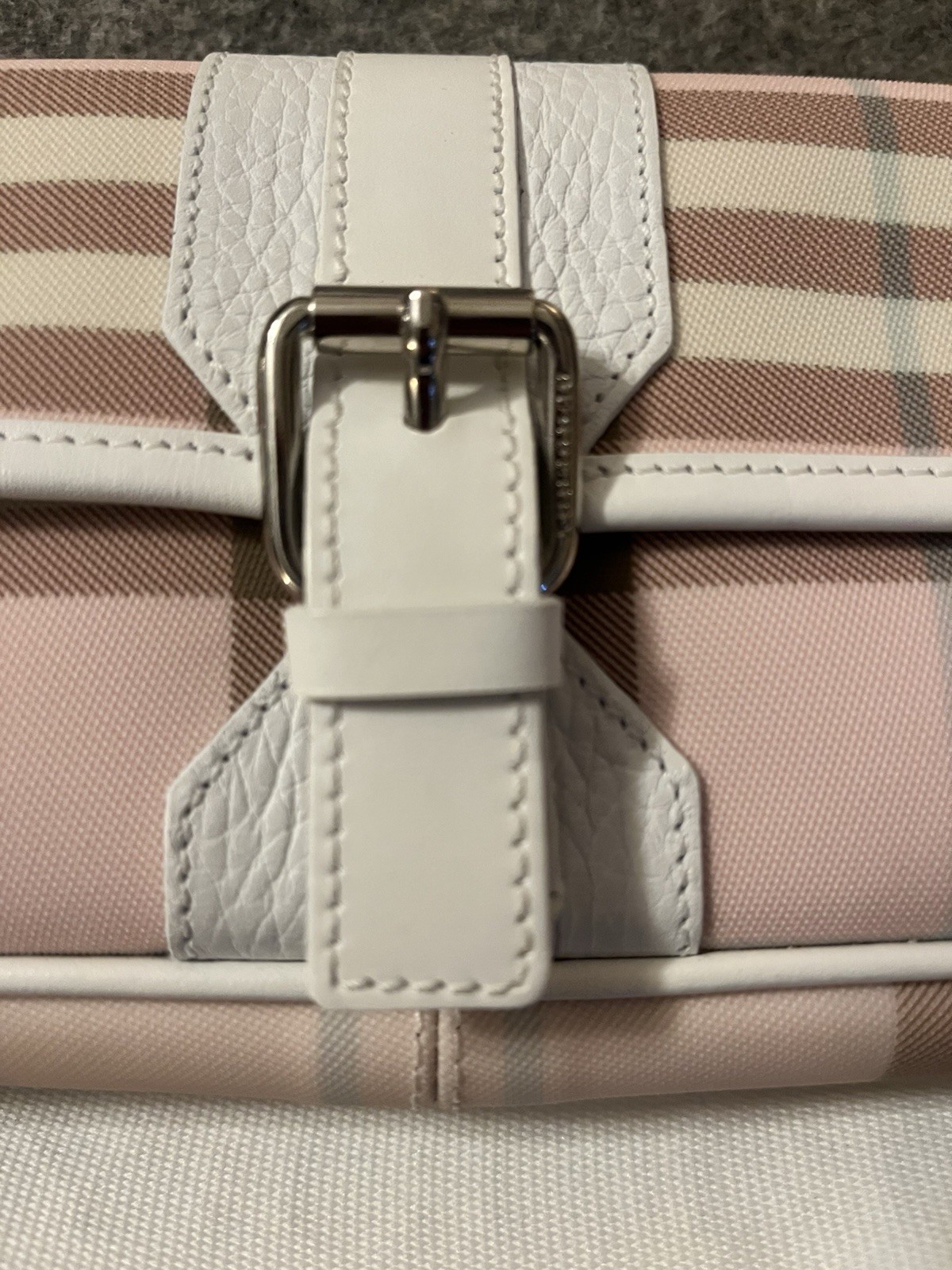 Authentic Vintage RARE Burberry London Pink Nova Check Belt Bag With White Trim image 2