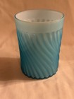 Vintage 3.75 Inch Blue Satin Swirl Glass Tumbler — photo 1