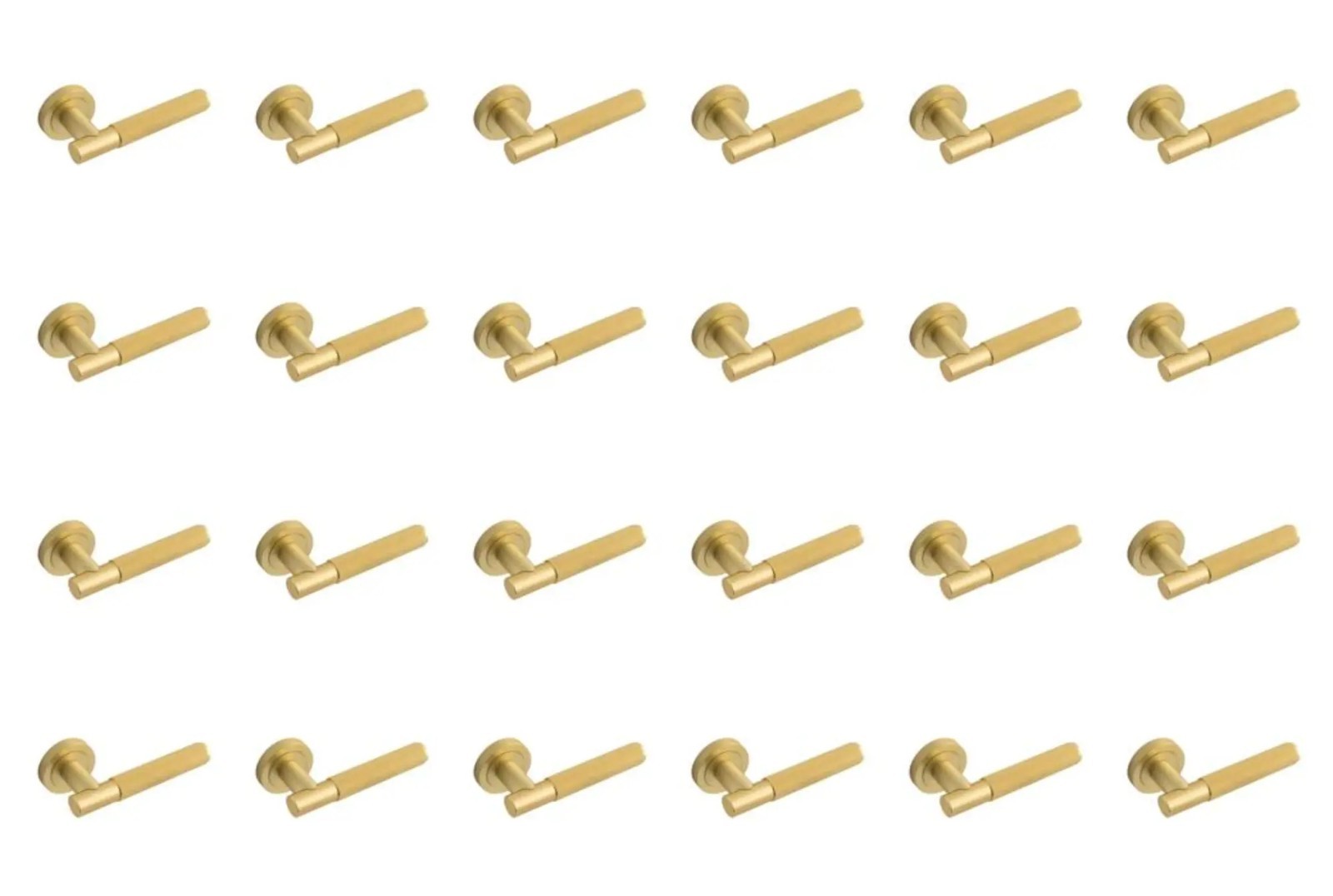 Eclipse Knurled Lever on Rose - Satin Brass - 12 Pairs