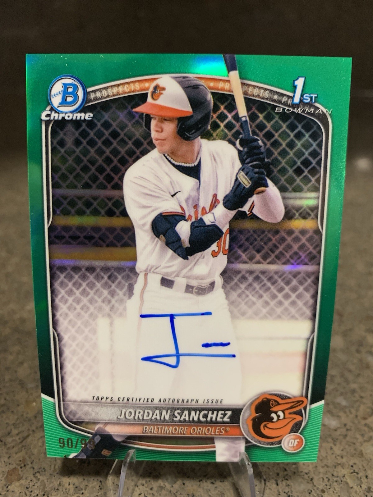 2025 Bowman Chrome Jordan Sanchez 1st Bowman TRUE GREEN Auto /99 #CPA-JOS RC
