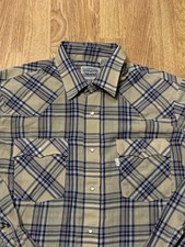 Vintage Levi Strauss Shirt Mens Large Plaid Western Pearl Snap 90s Korea
