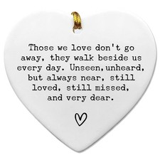 Memorial Heart Ornament, Sympathy Gift for Loss, Remembrance Ceramic Keepsake...