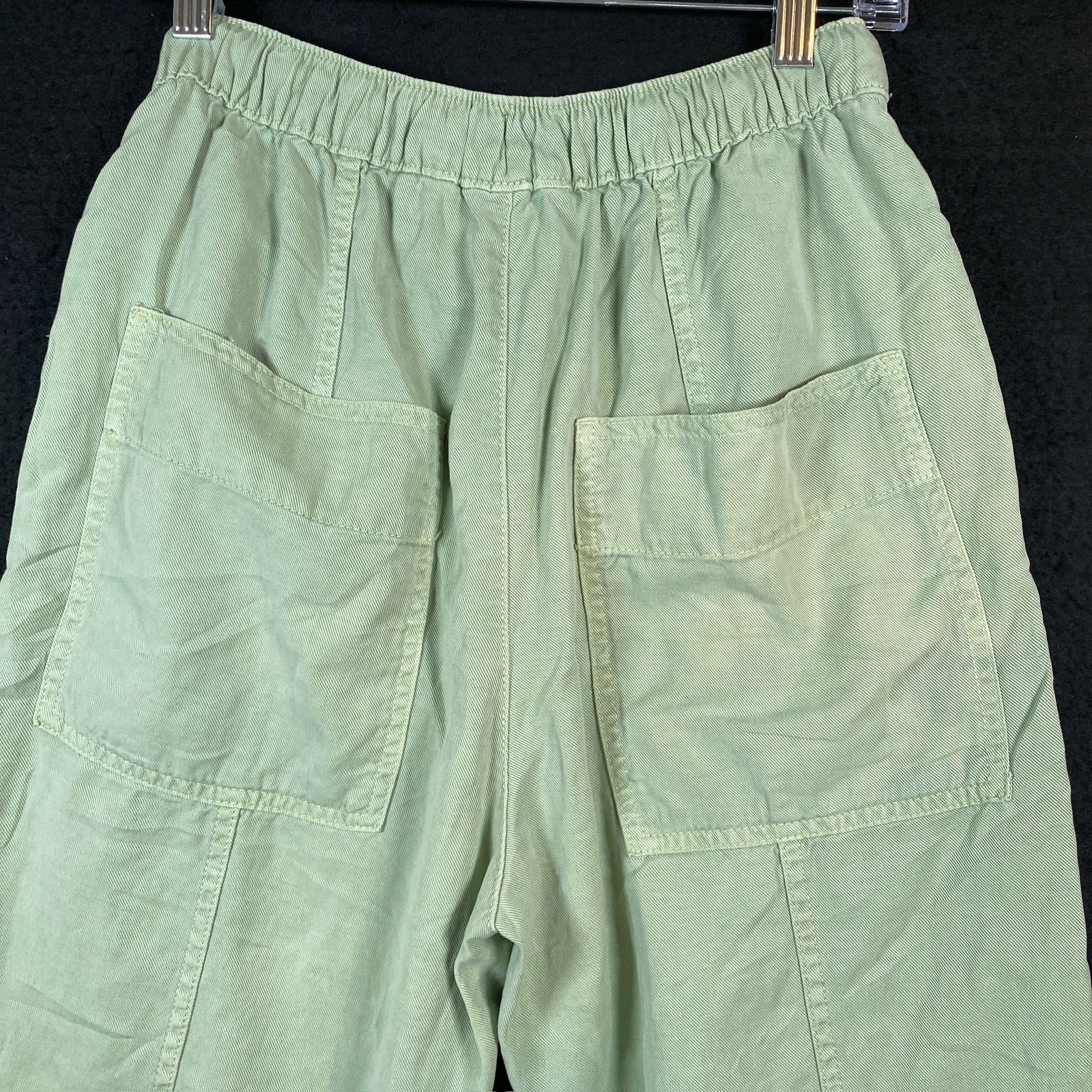 Zara Womens Pants Green Capri Jogger Drawstring Linen Blend High Rise Stretch XS thumbnail 10