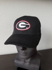 GEORGIA BULLDOGS UGA G LOGO LOW-MID PROFILE CROWN BLACK ADJUSTABLE STRAP HAT NEW
