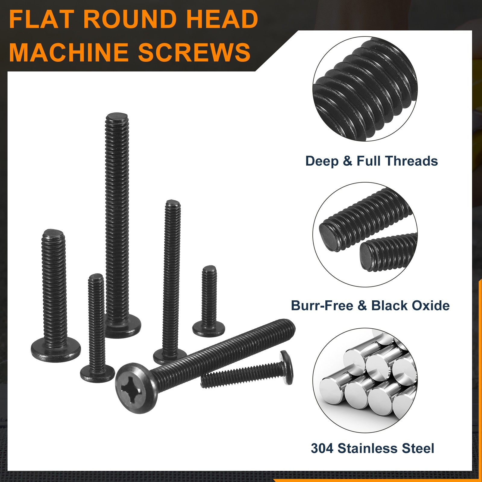 25Pcs M5-0.8 x 12mm Flat Round Head Machine Screws, Phillips Drive Fastener