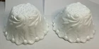 Pair Of Vintage White Milk Glass Footed Dessert Bowls Cabbage Leaf Pattern
