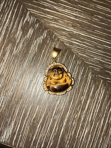 Authentic MEN's Tiger Eye Gold Plated Buddha Charm Pendant*GP117