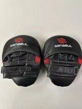 Sanabul Essential Curved Boxing MMA Focus Mitts Black Red – Pair – Pre-owned