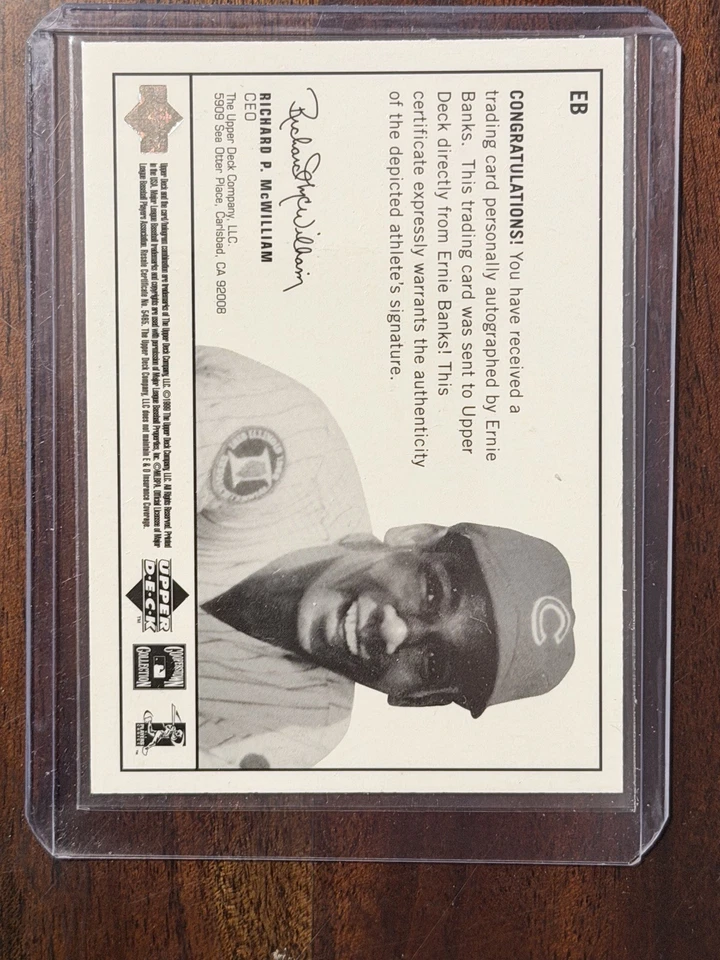 1999 Upper Deck Century Legends Ernie Banks Epic Signatures Auto Autograph RIP  - Image 2 of 2