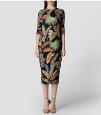 NWT Farm Rio Cool Foliage Jersey Midi Dress Black Multi Color Size XS
