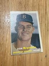 1957 Topps Don Drysdale Rookie Card #18 – Hall of Fame– Good Condition - Miscut. rookie card picture