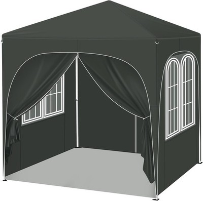 Klappbarer Pavillon 2x2m mit 4 Wänden UPF 50+ Sonnenschutz Garten Camping Grau