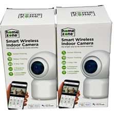 Lot of 2: NEW Home Zone Indoor Pan / Tilt Security Camera - Smart Wireless 2.4GH
