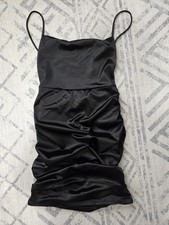 Windsor black satin ruched bodycon mini dress Size S